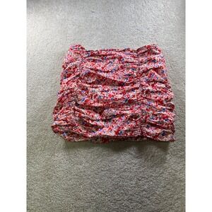 VICI Gina Skirt Women's XL Red Multi Cotton Ditsy Floral Ruched Mini BloomCore